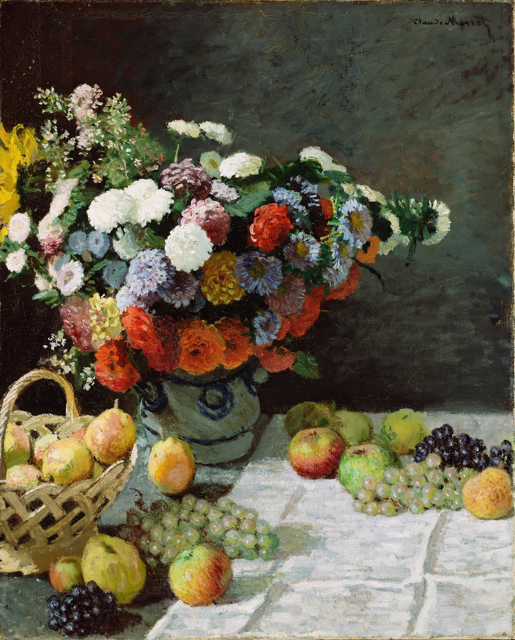 Naturaleza muerta con flores y frutas, 1869 de Claude Monet