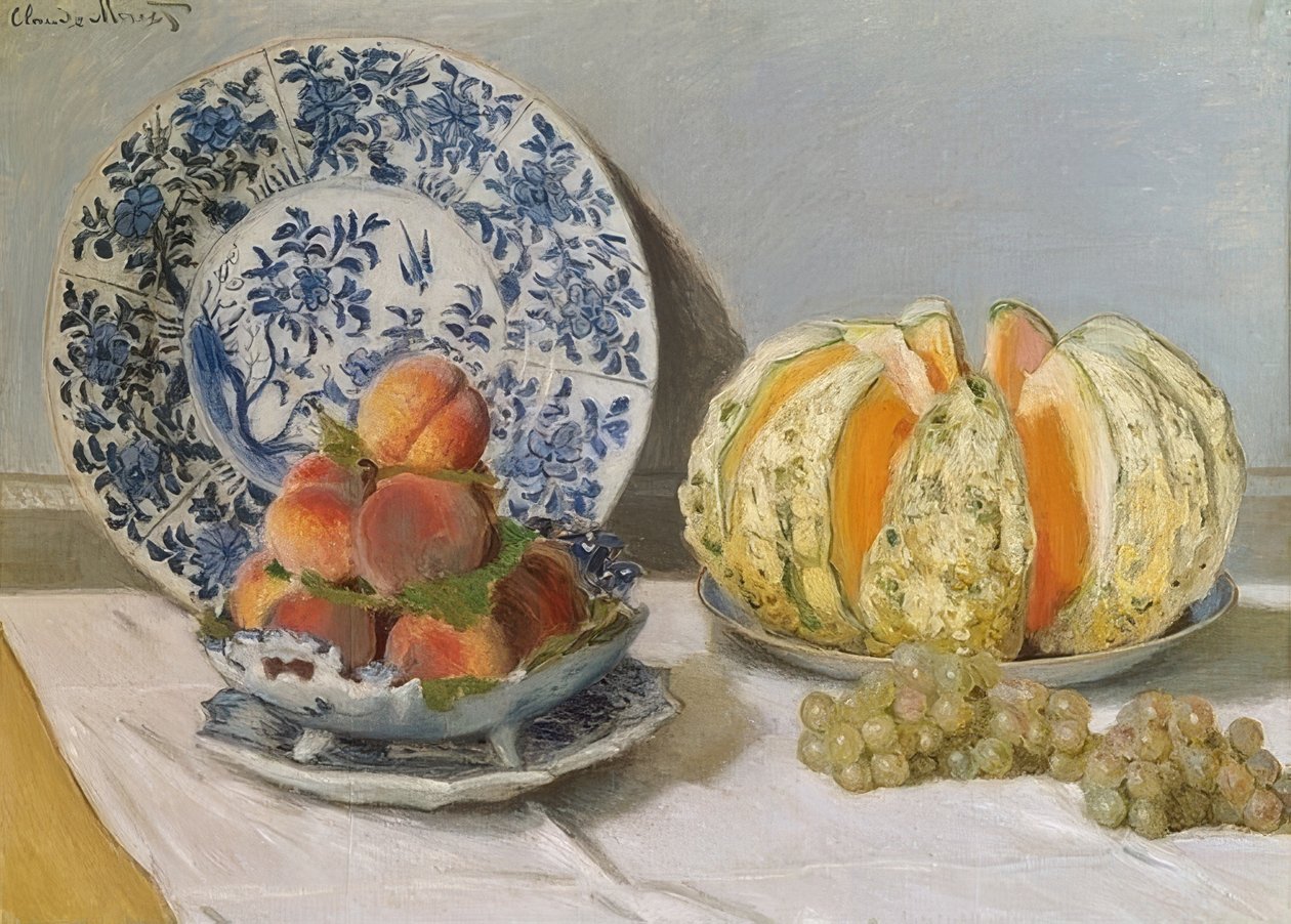 Naturaleza muerta con melón. 1872 de Claude Monet