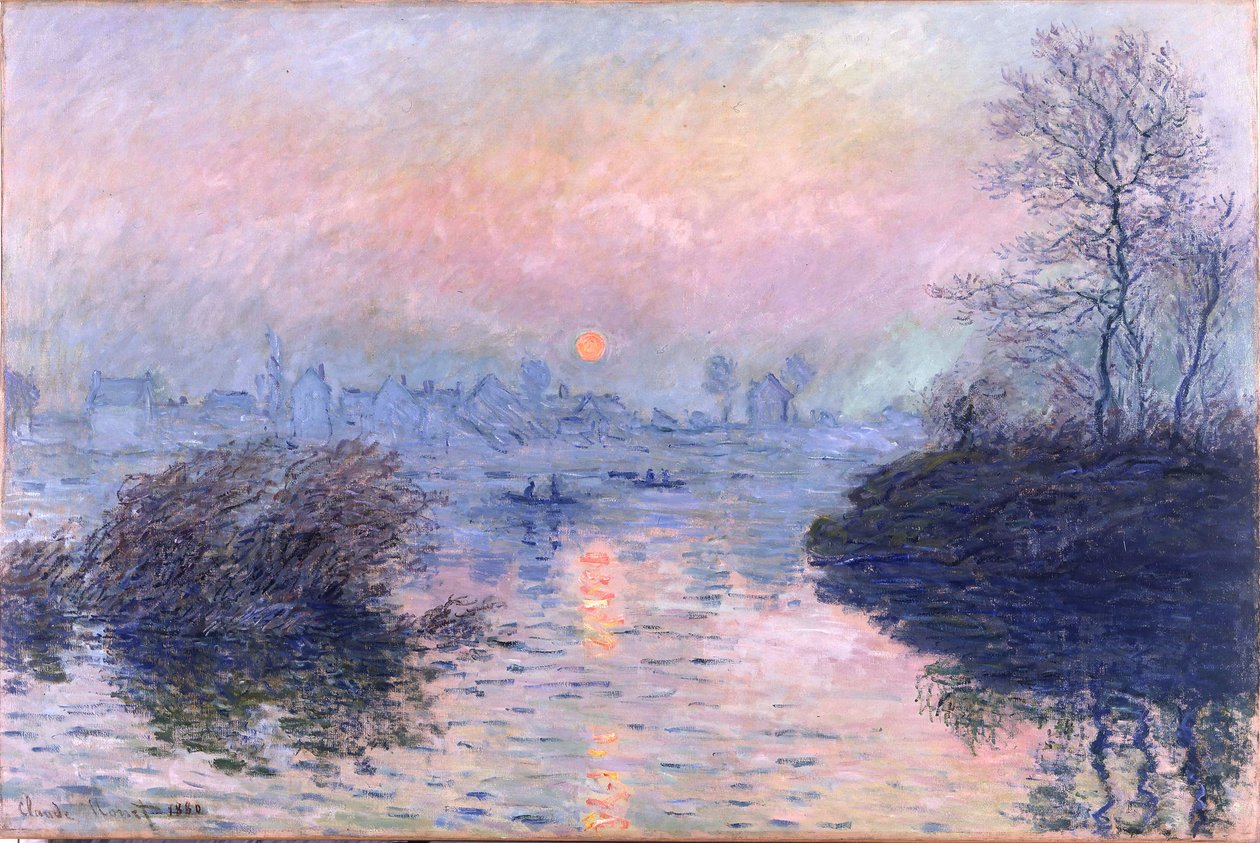 Atardecer en el Sena en Lavacourt, Efecto de Invierno de Claude Monet