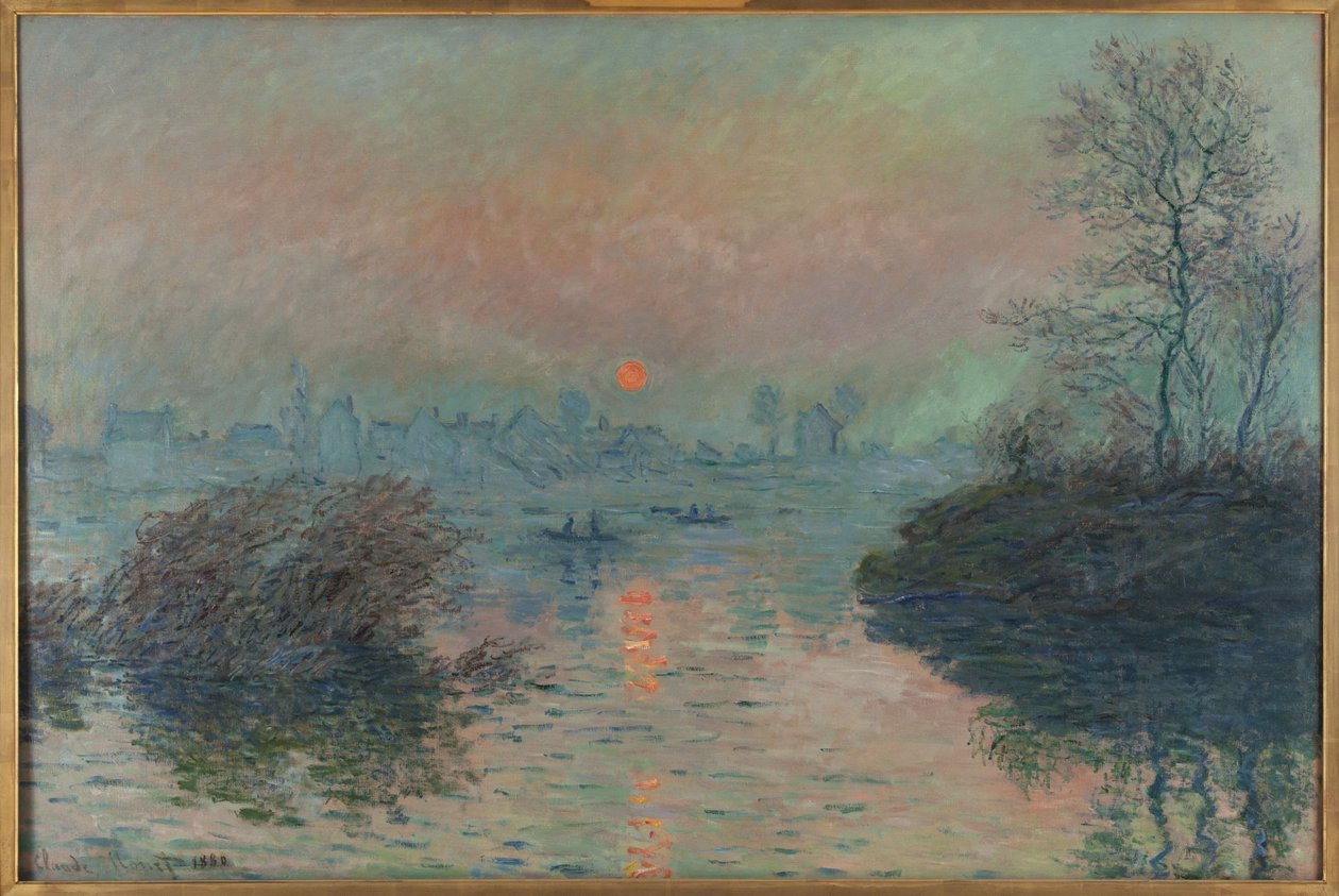 Puesta de sol sobre el Sena en Lavacourt, efecto invierno de Claude Monet