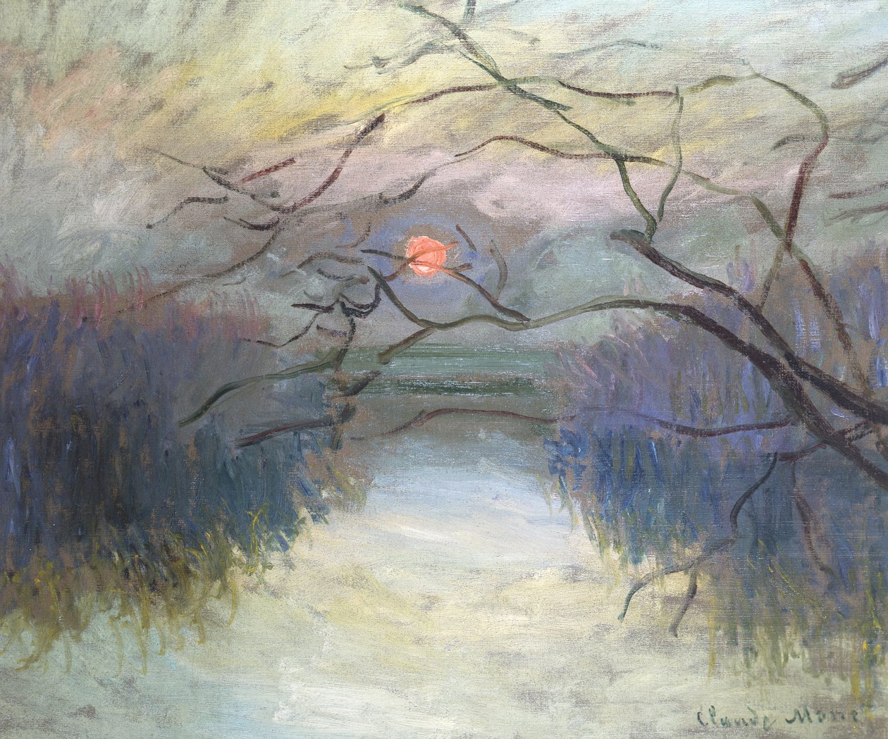 Atardecer en el Sena en Vétheuil, 1880 de Claude Monet