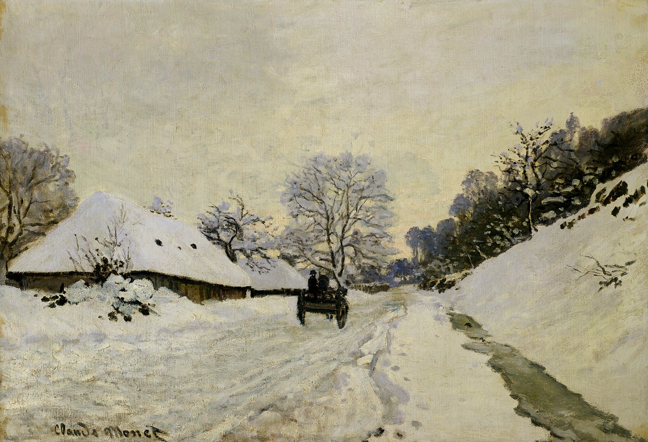 El carro, o camino bajo la nieve en Honfleur, 1865 de Claude Monet