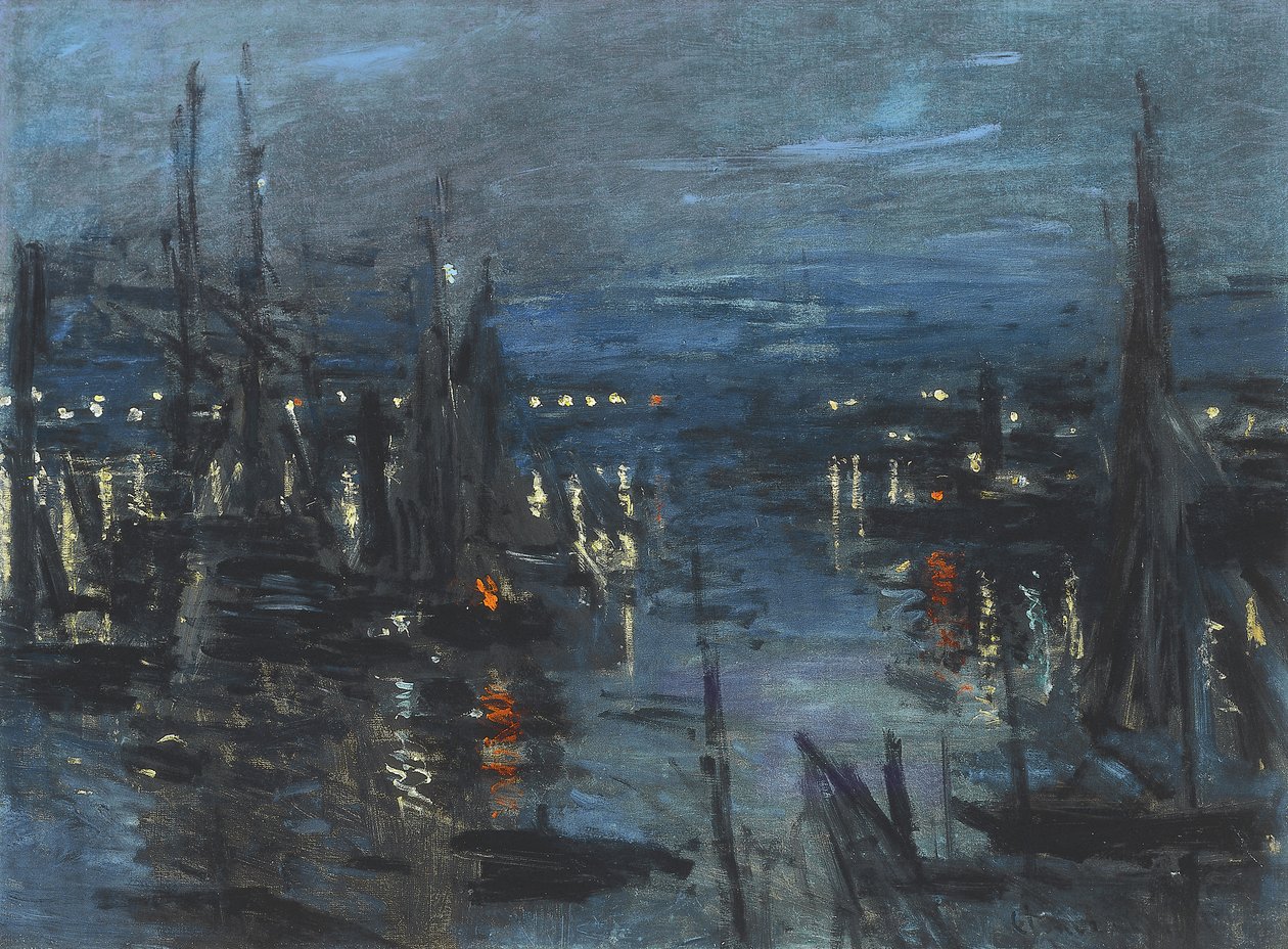 El puerto de Le Havre, efecto nocturno; Le Port de Havre, effet du Nuit, 1873 de Claude Monet