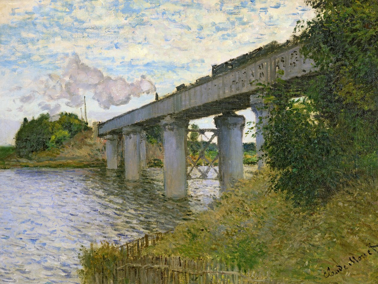 El puente ferroviario en Argenteuil de Claude Monet