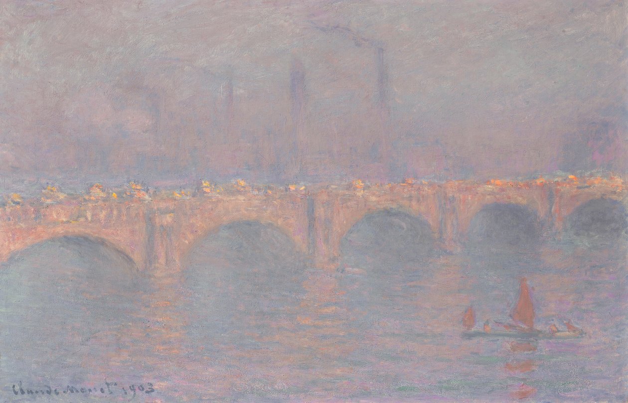 Puente de Waterloo, sol velado de Claude Monet