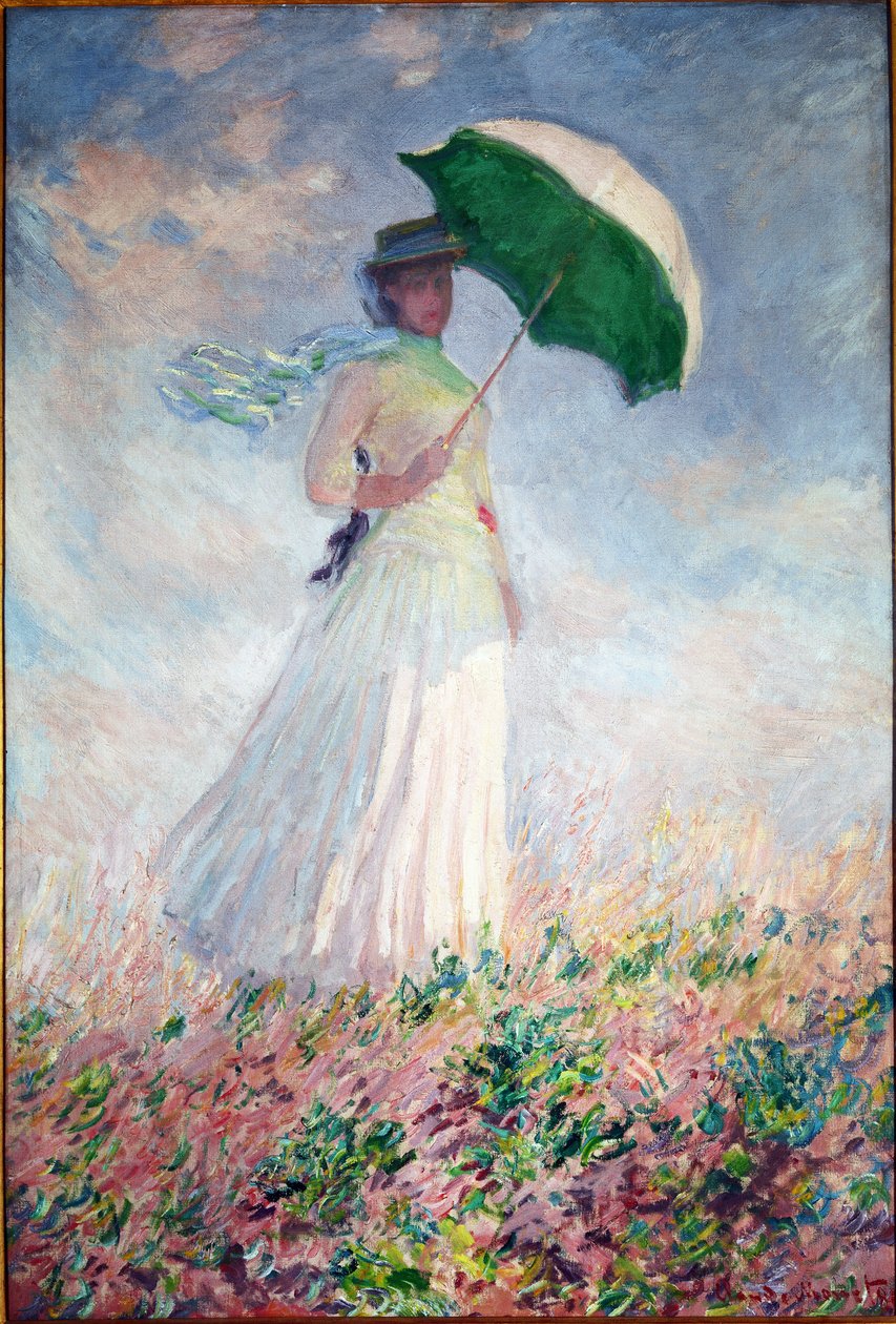 Mujer con sombrilla girada a la derecha de Claude Monet
