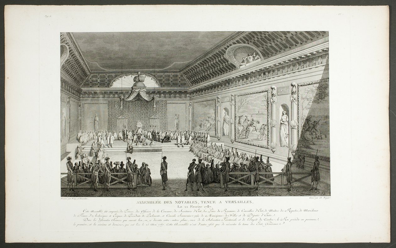 Asamblea de personajes notables, celebrada en Versalles, de la serie Tableaux historiques de la Révolution française de Claude Niquet