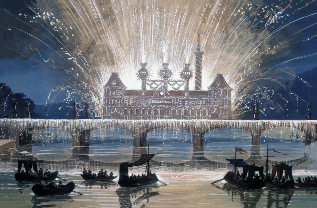Fuegos artificiales, c.1840-1850 (dibujo) de Claude Ruggieri