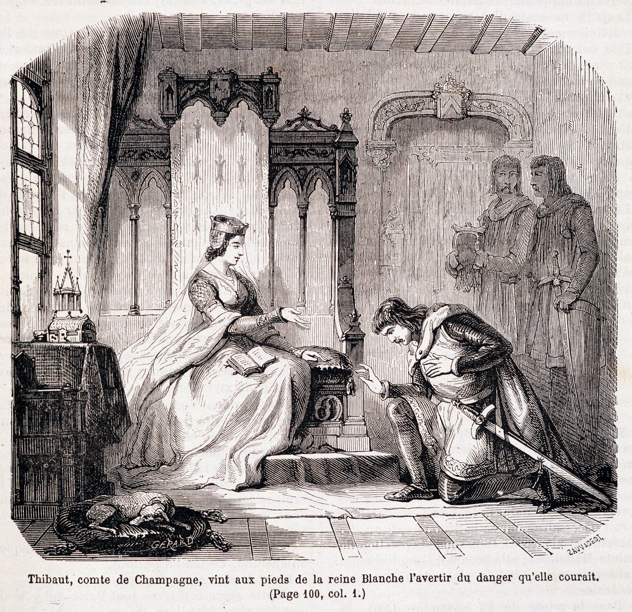 Thibaut, Conde de Champaña, advirtió a la Reina Blanca de Castilla del peligro que corría - en “París a través del siglo” de de Genouillac de Claude Sauvageot