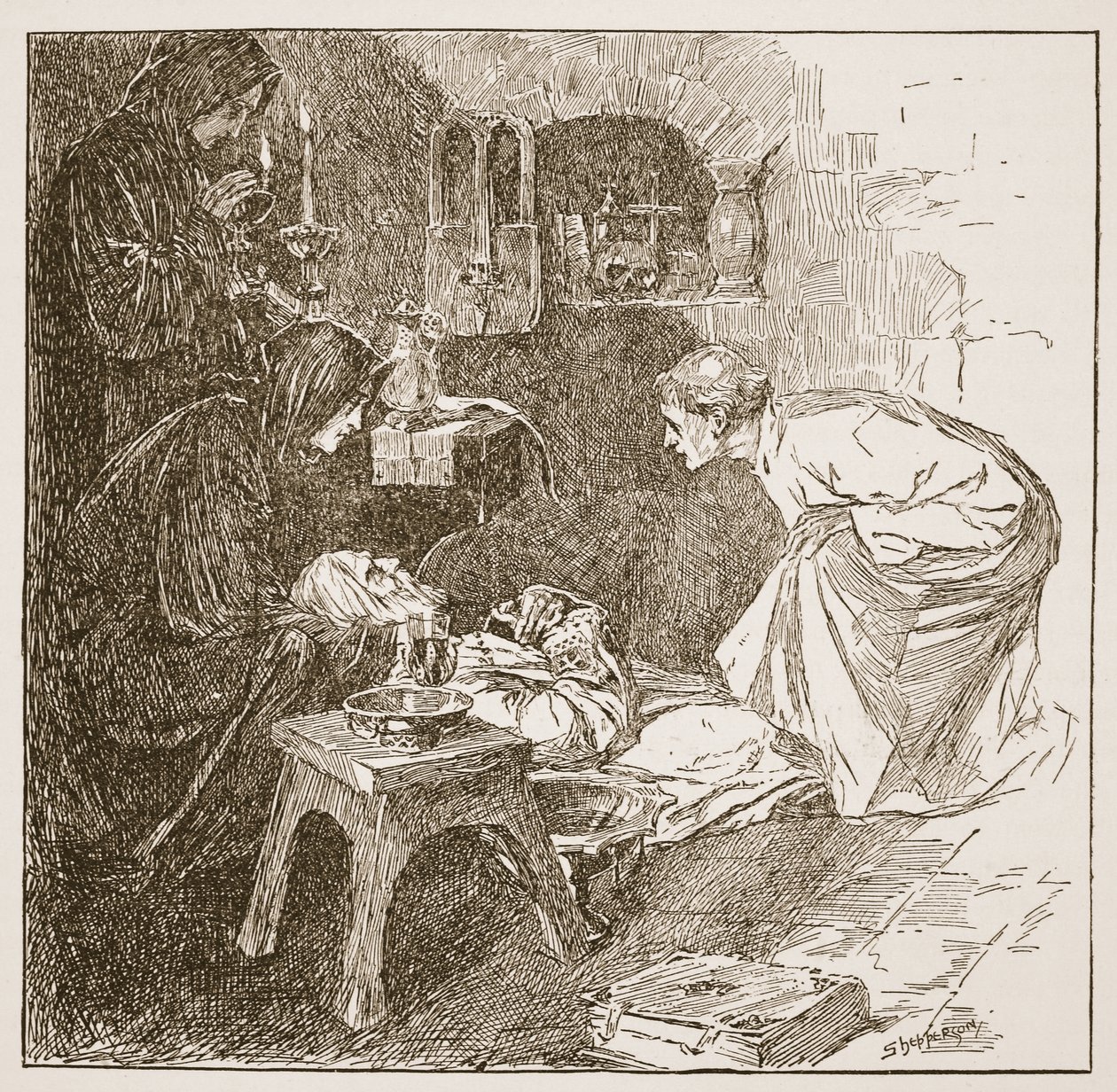 Muerte de Beda, ilustración de 