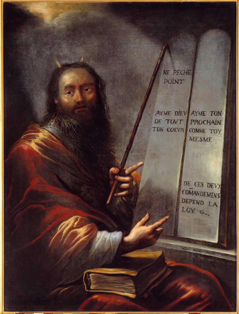Moisés y las Tablas de la Ley. Pintura de Claude Vignon (1593-1670) siglo XVII Dim. 1,29x0,9 m. Ruan, Museo de Bellas Artes de Claude Vignon