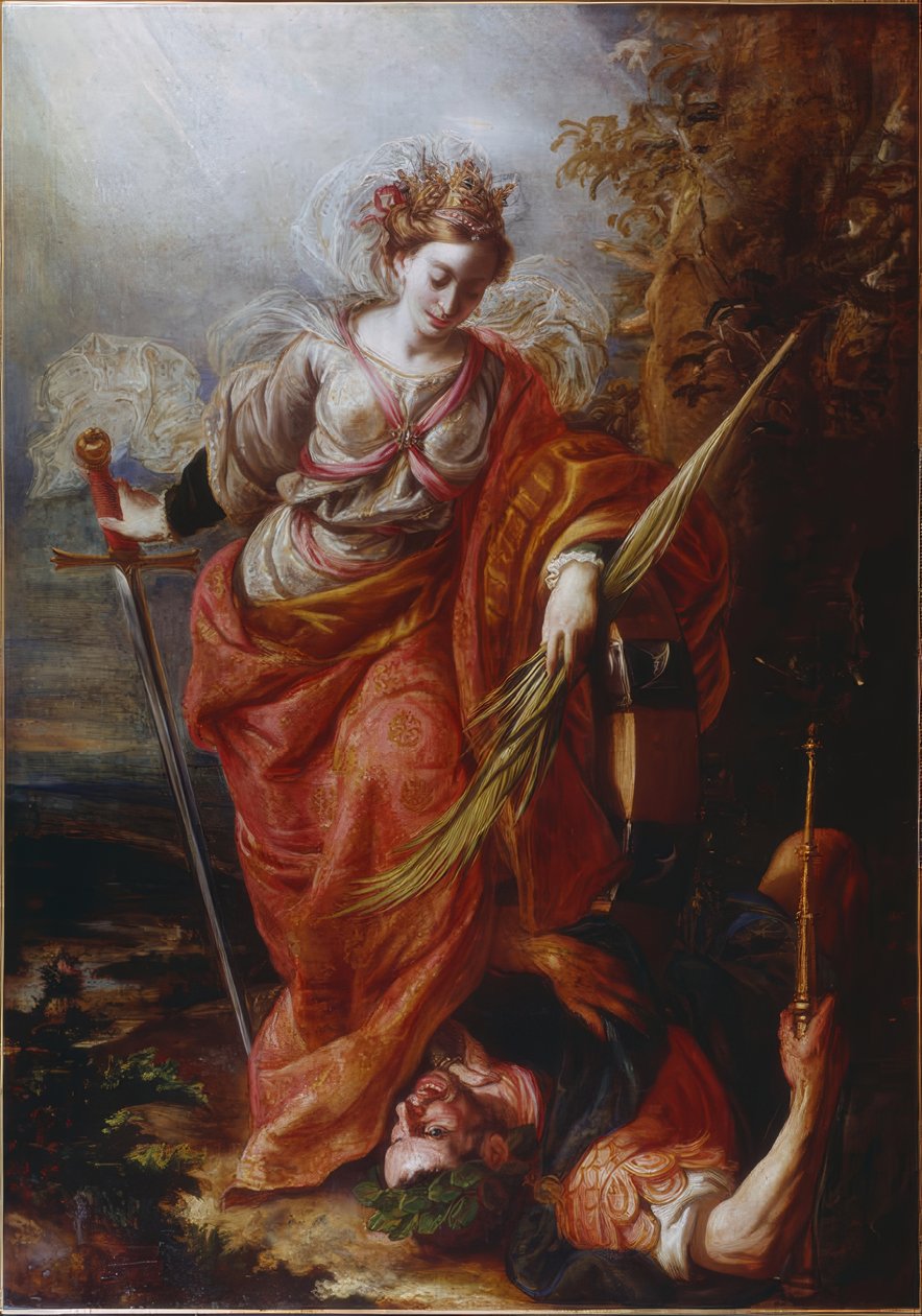 Santa Catalina de Alejandría domina al emperador Majencio de Claudio Coello