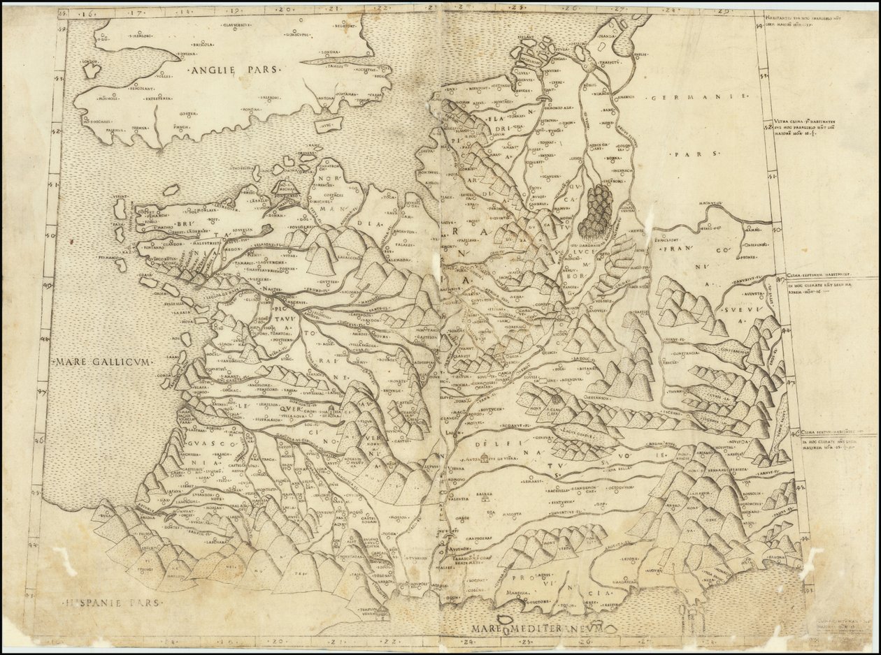 Mapa ptolemaico de Francia de 1507 de Claudius Ptolemy