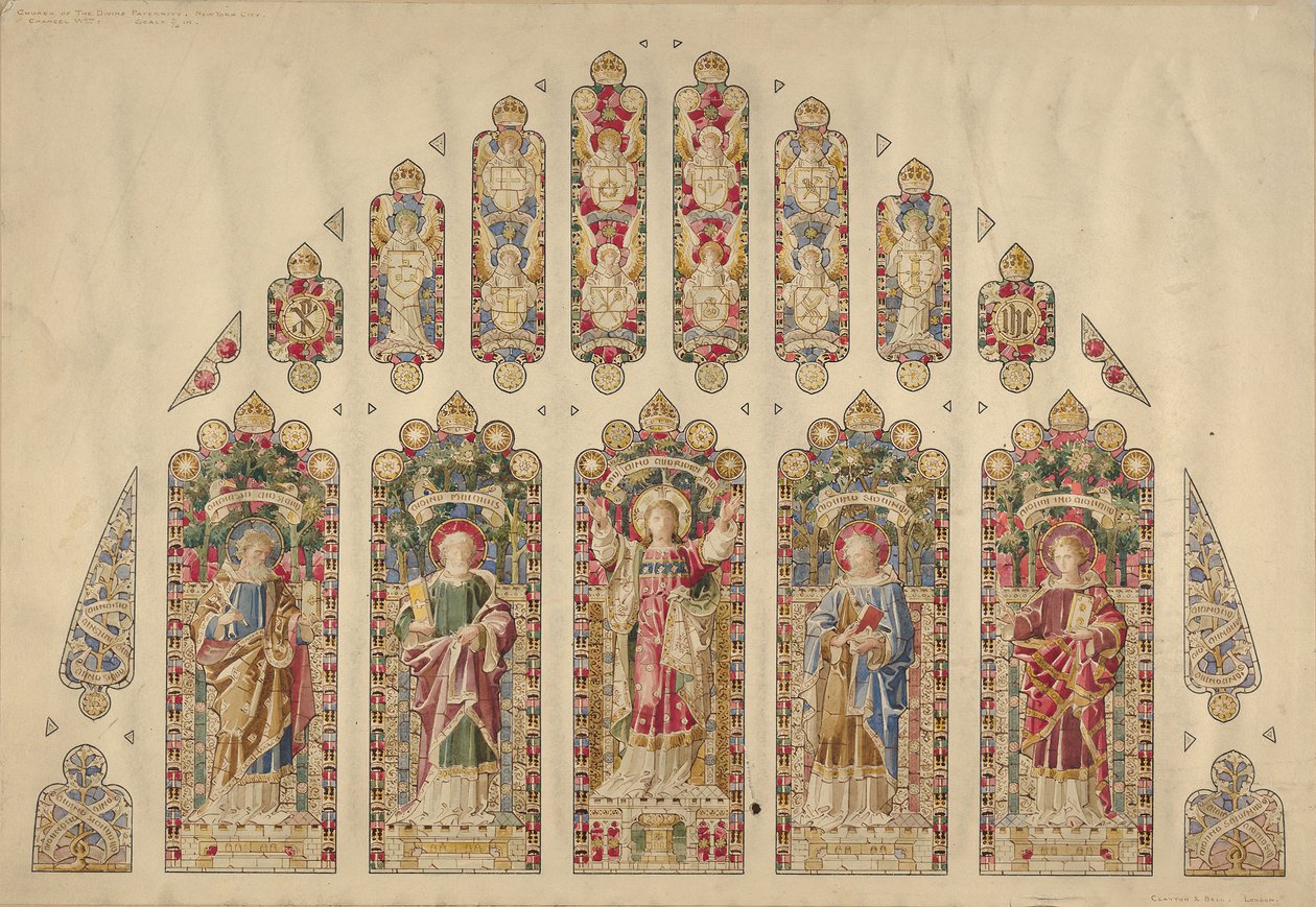 Diseño para una Ventana de Vidrio Multicolor, Iglesia de la Paternidad Divina, Nueva York, ca. 1898 de Clayton and Bell