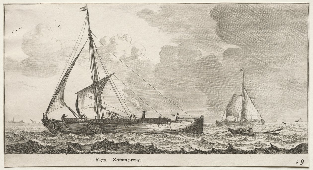 Varios barcos y vistas de Ámsterdam (Verscheÿde Schepen en Gesichten van Amstelredam), Parte II: Un mercante de Clement de Jonghe