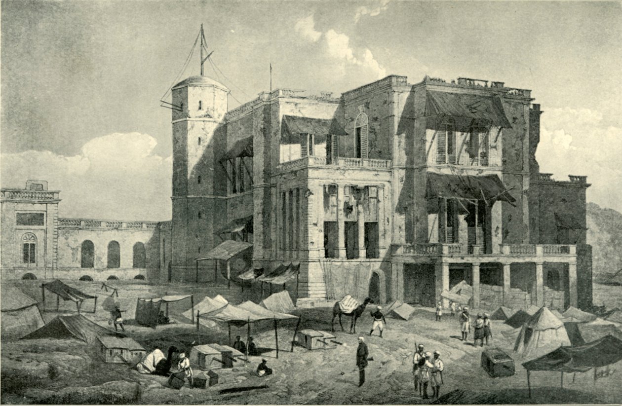 Vista frontal de la Residencia, Lucknow, después del alivio, c. 1858, 1901 de Clifford Henry Mecham