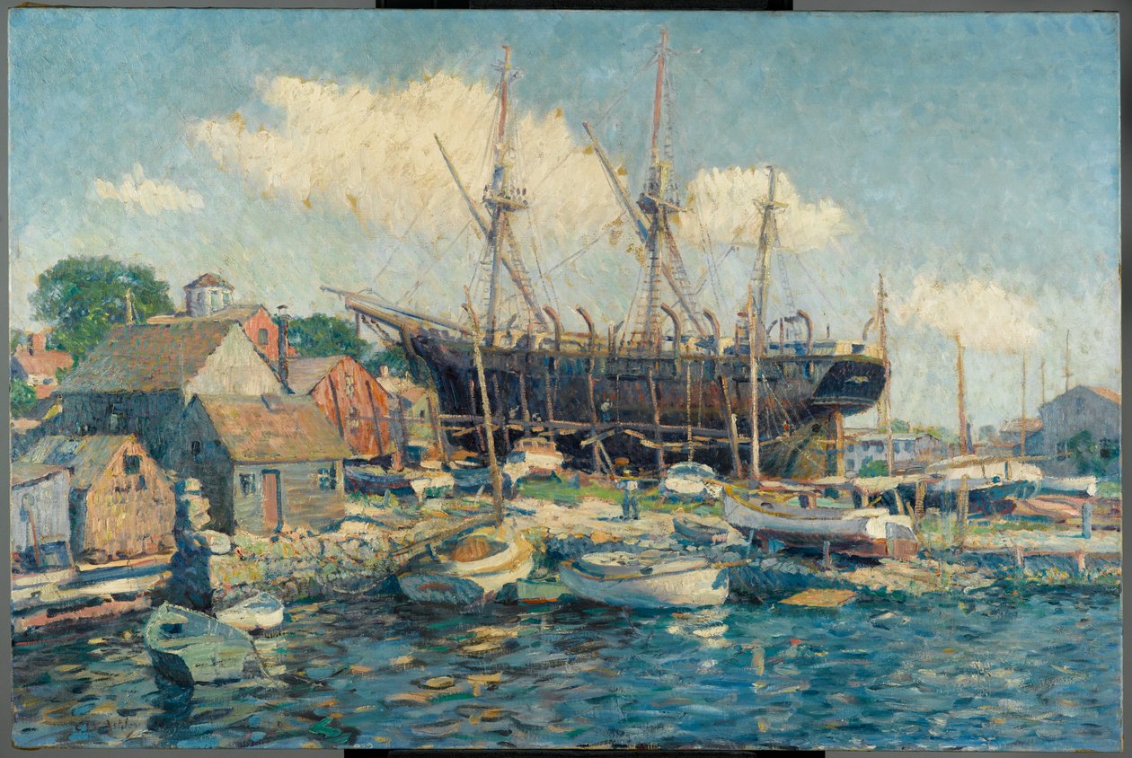 Un barco ballenero en el ferrocarril marítimo de Fairhaven de Clifford Warren Ashley