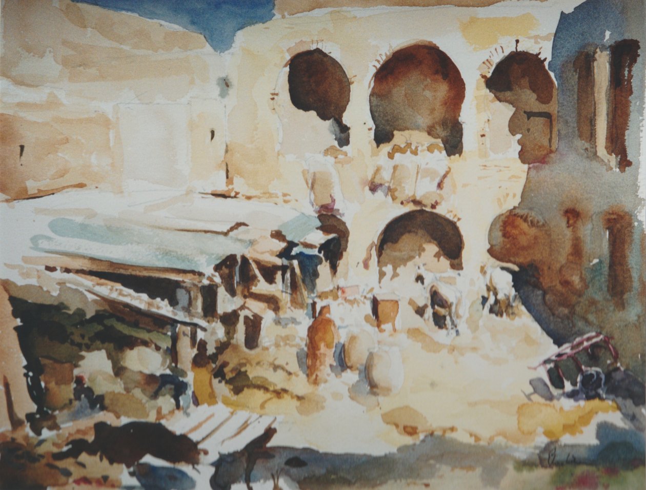 Fondouk des Peaussiers, Fez, 2000 (acuarela) de Clive Wilson