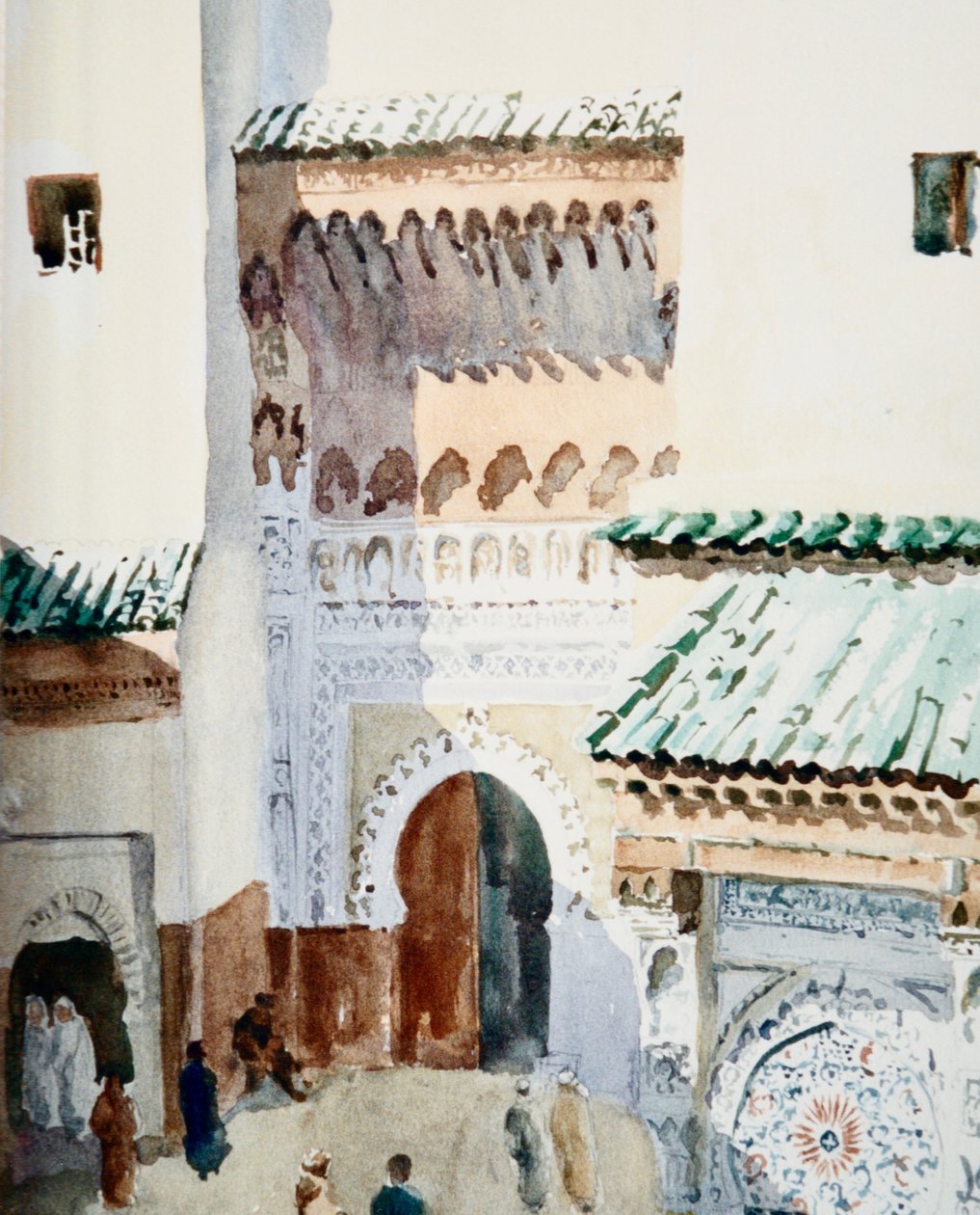 Plaza Nejjarine, Fez, 2000 (acuarela) de Clive Wilson