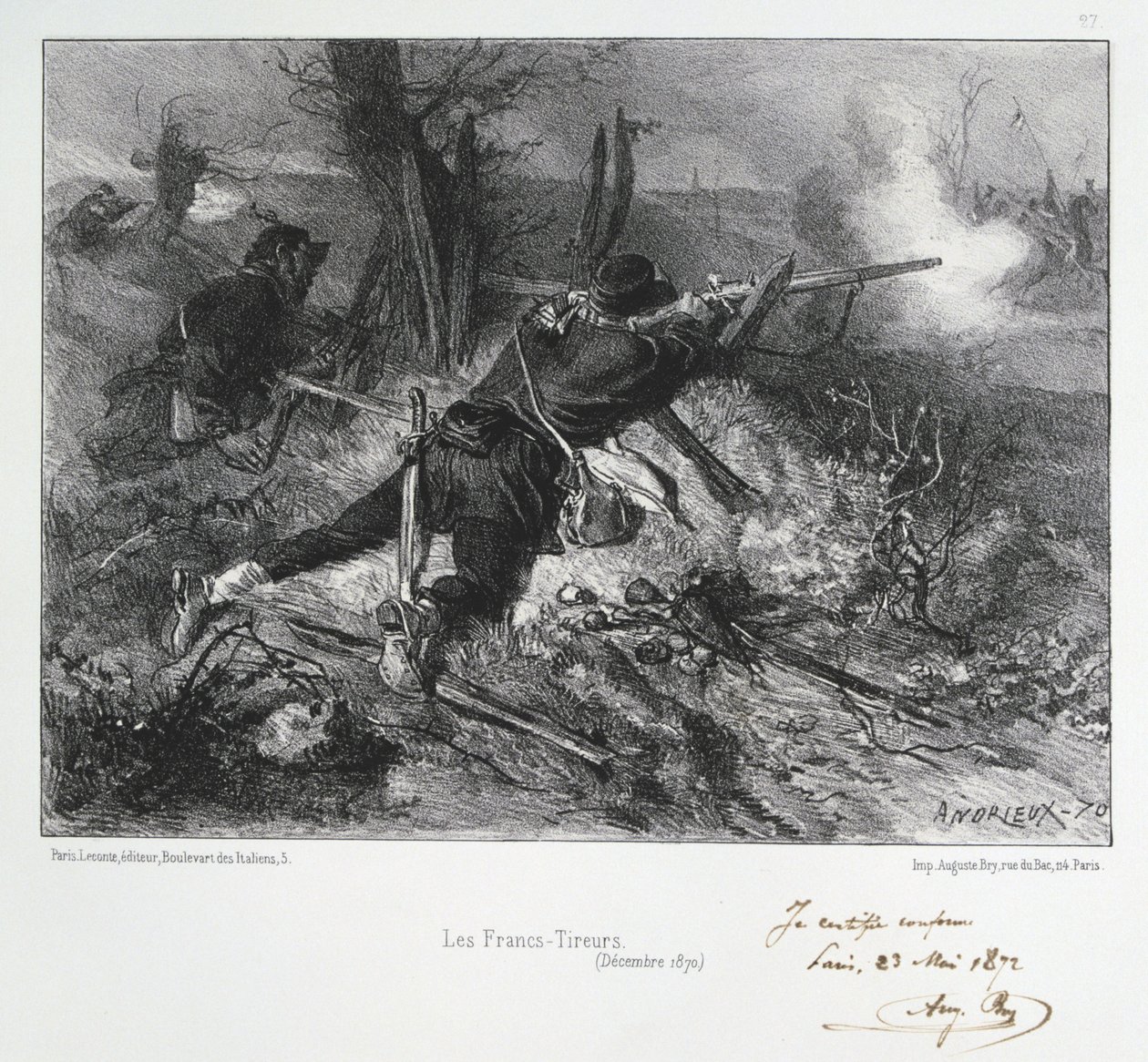 Guerra Franco-Prusiana 1870-1871: Fusileros franceses. De una serie de litografías de Clement August Andrieux sobre los Guardias Nacionales. de Clément Auguste Andrieux