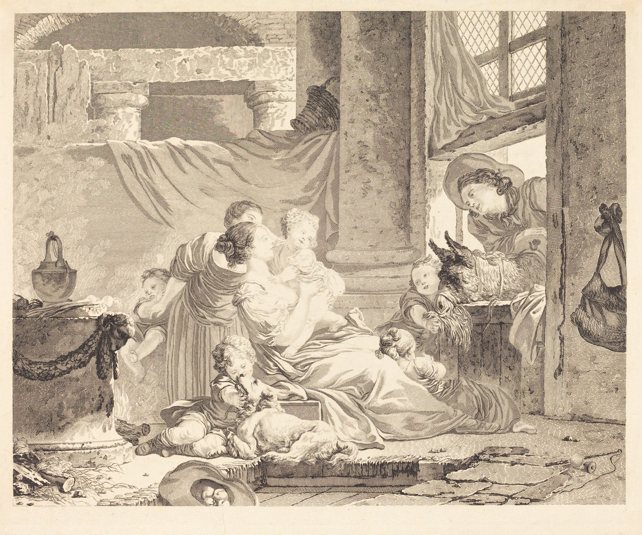 La familia del granjero de Clément Pierre Marillier after Jean Honoré Fragonard