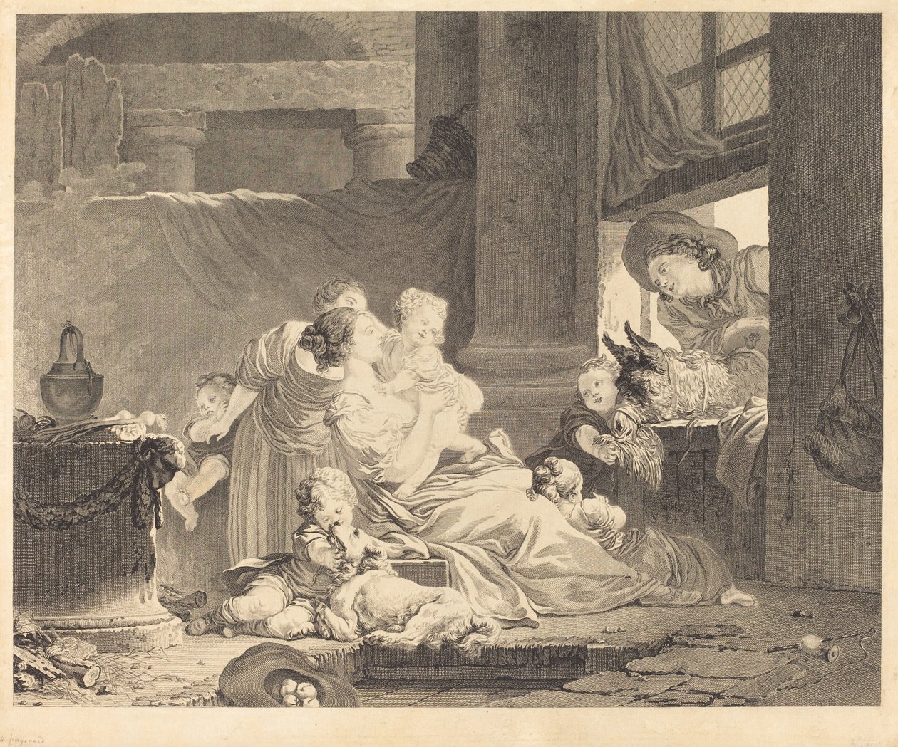 La familia del granjero de Clément Pierre Marillier and Antoine Louis Romanet after Jean Honoré Fragonard