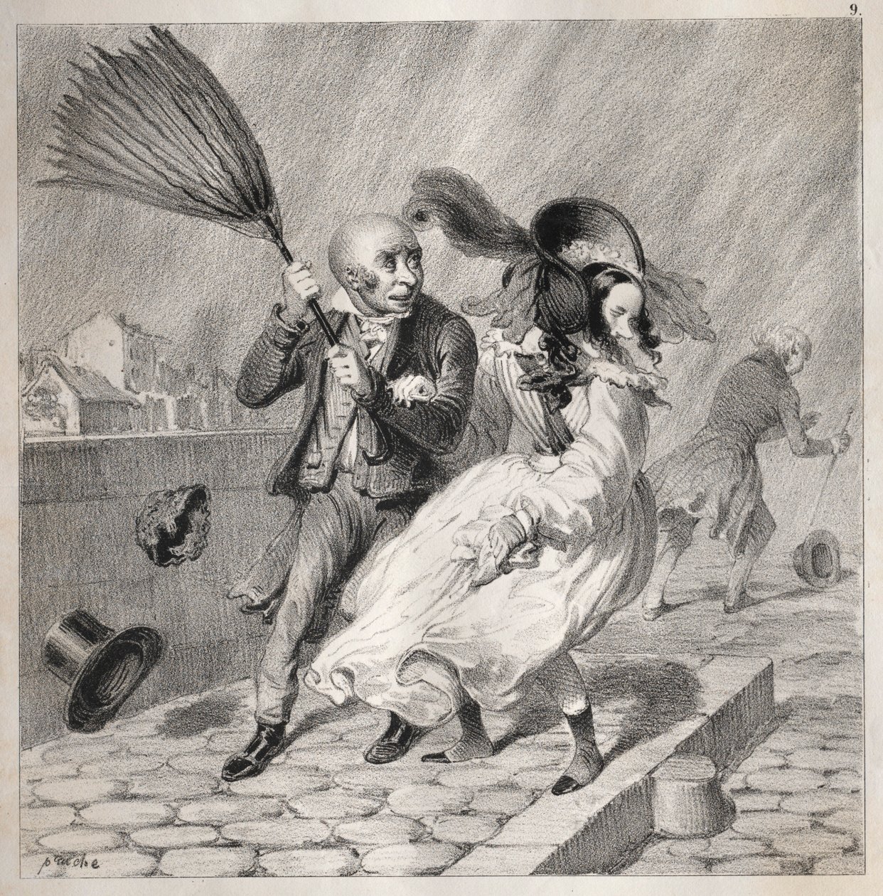 Bambochades: ¿Ves que mi barómetro está en buen estado?... ¡es un tiempo rico para..., 1841 de Clémente Pruche