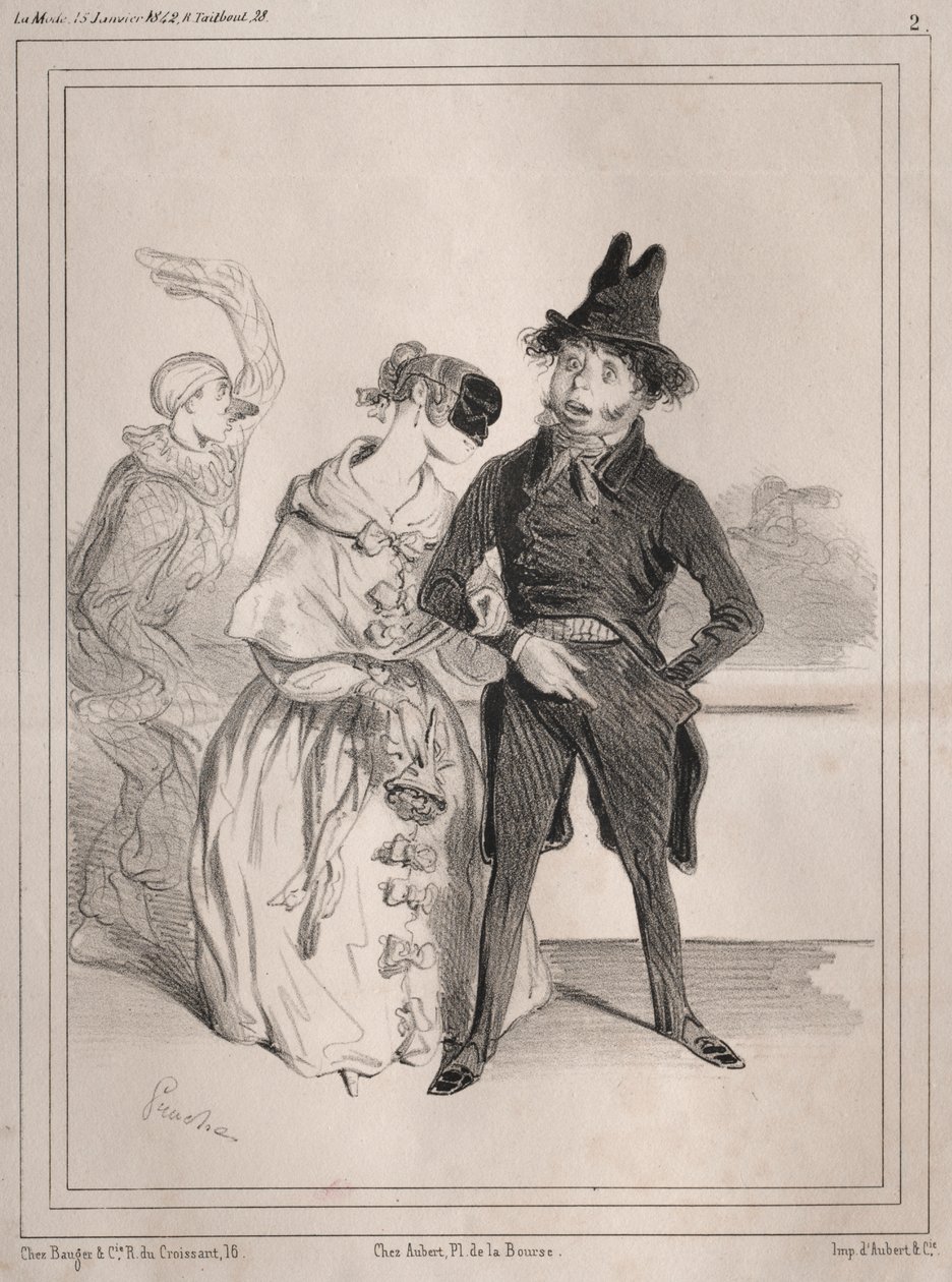 Pochades de carnaval: ¡Es singular! ella me dice que soy Philibert Désormeaux, ¡y que paso por un imbécil! ¿dónde diablos lo supo? de Clémente Pruche