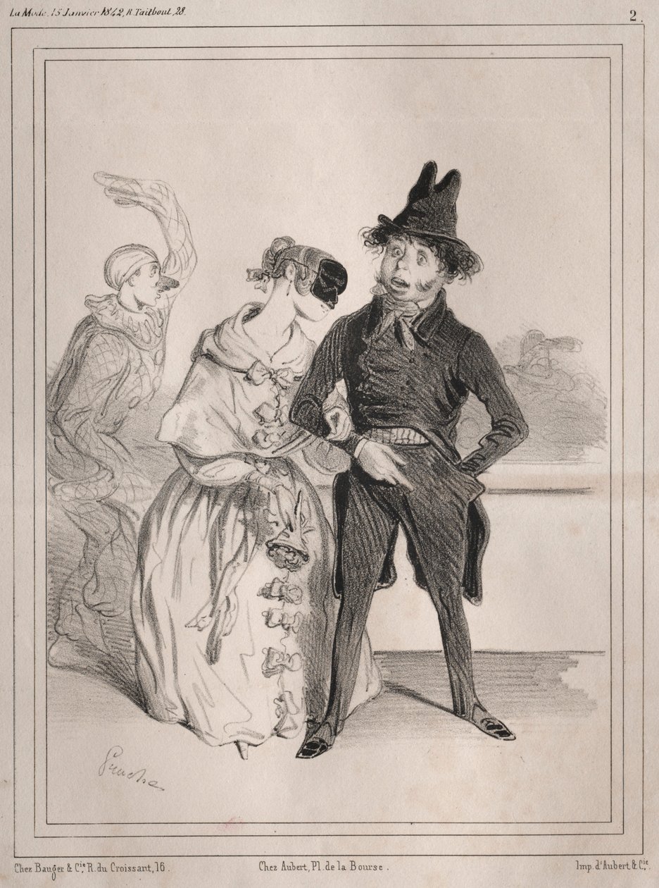 Pochades de carnaval: ¡Es singular! ella me dice que soy Philibert Désormeaux, 1842 de Clémente Pruche