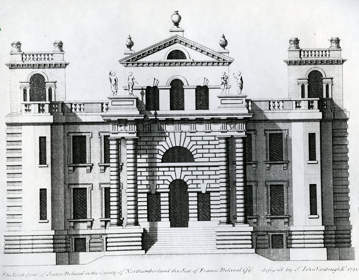 Diseño para Seaton Delaval, 1721 de Colen Campbell