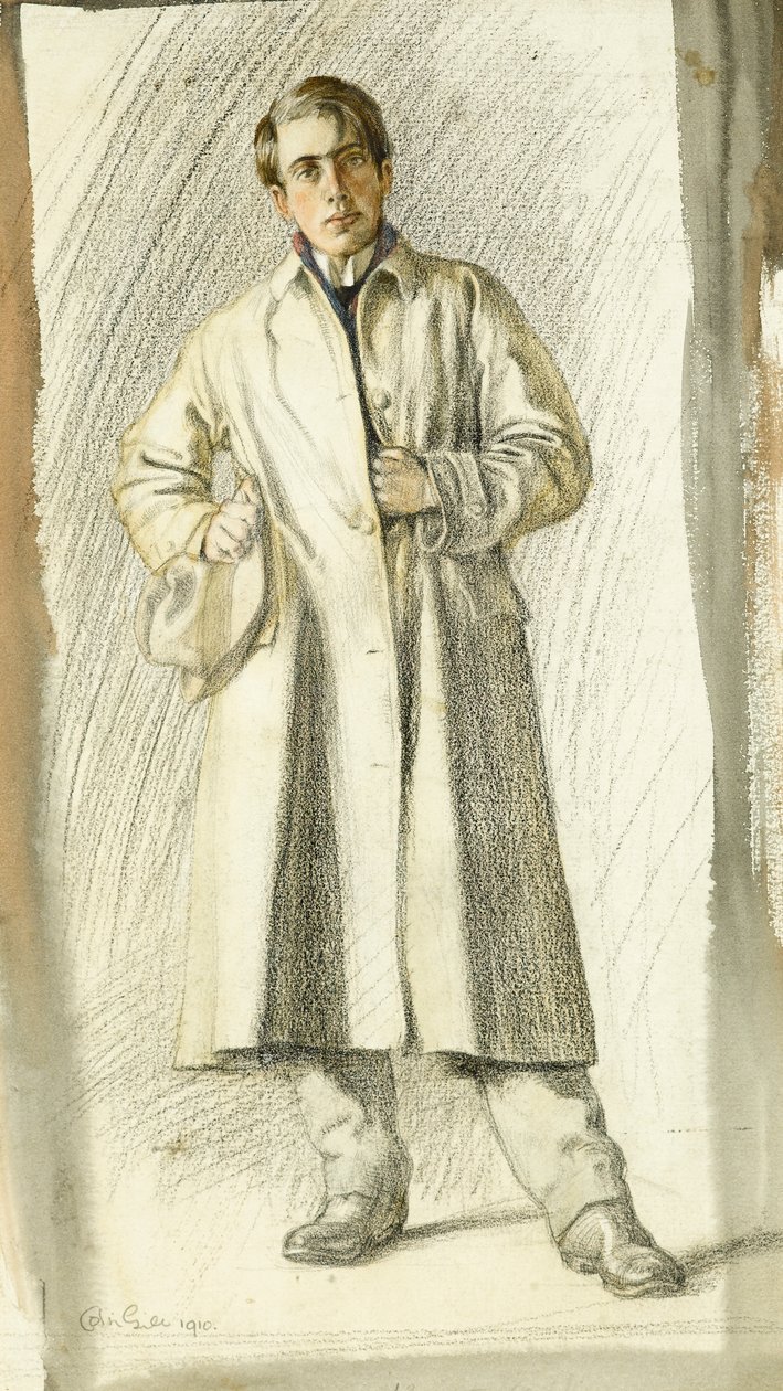 Retrato de un joven con abrigo y sombrero, 1910 de Colin Unwin Gill
