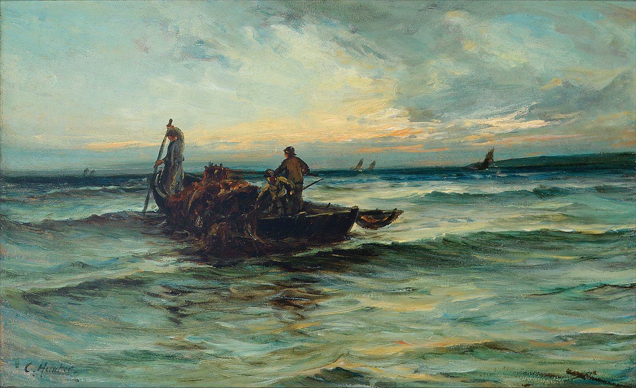 Recogiendo las redes al atardecer de Colin Hunter