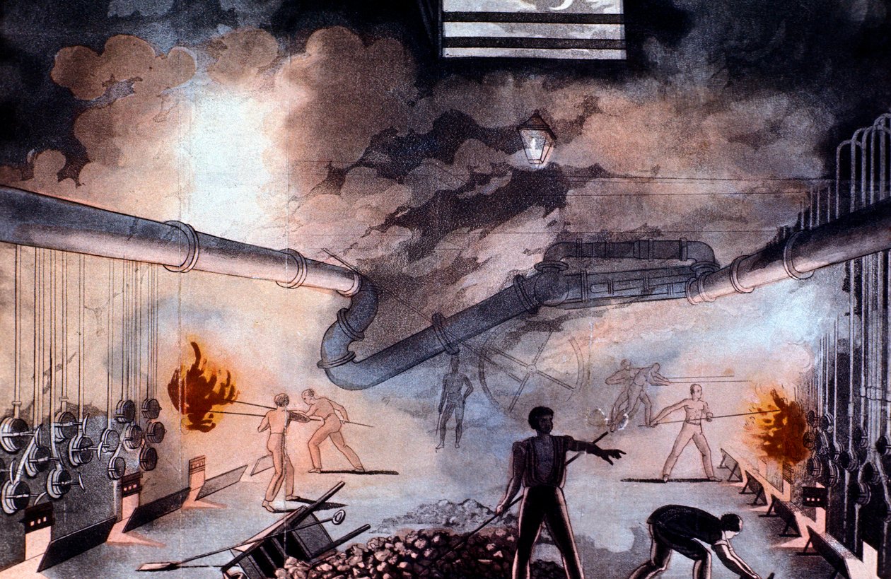 Cargando Retortas en el Establecimiento de Luz de Gas, Brick Lane, Londres, 1822 de Colin Mackenzie