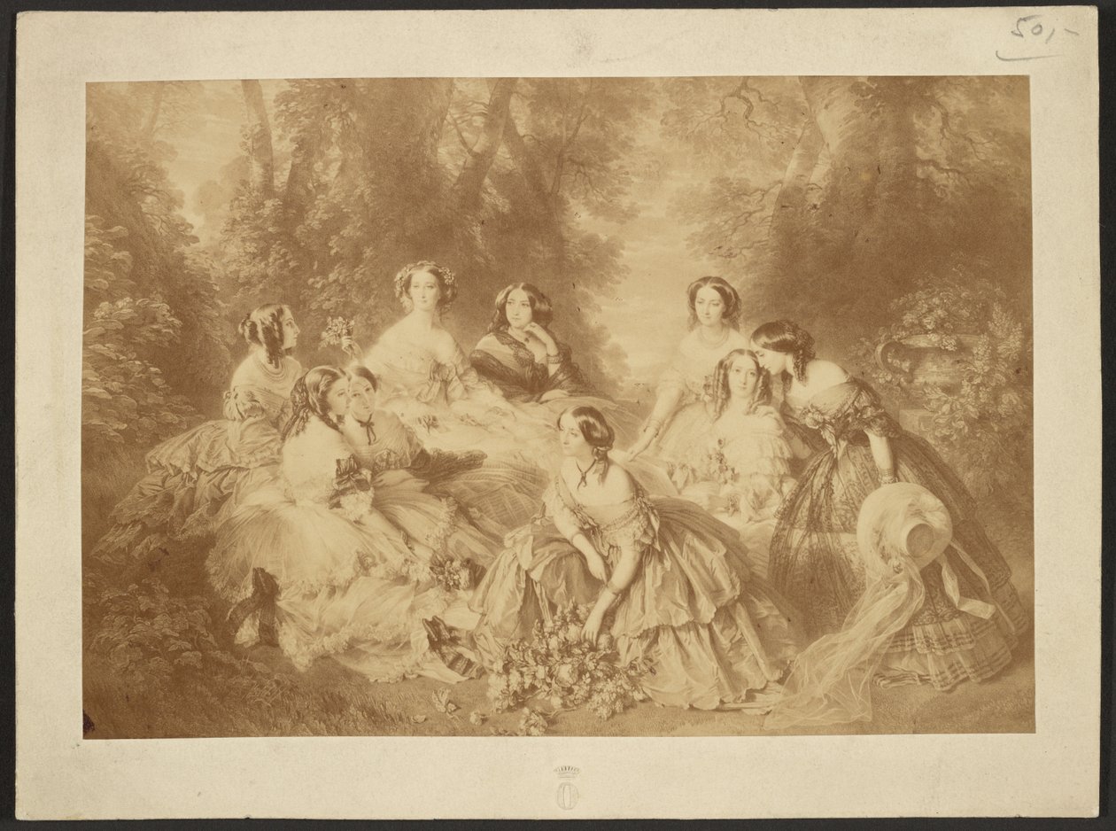 "La emperatriz Eugenia rodeada de sus damas de compañía" de Franz Xaver Winterhalter de Comte Olympe Aguado