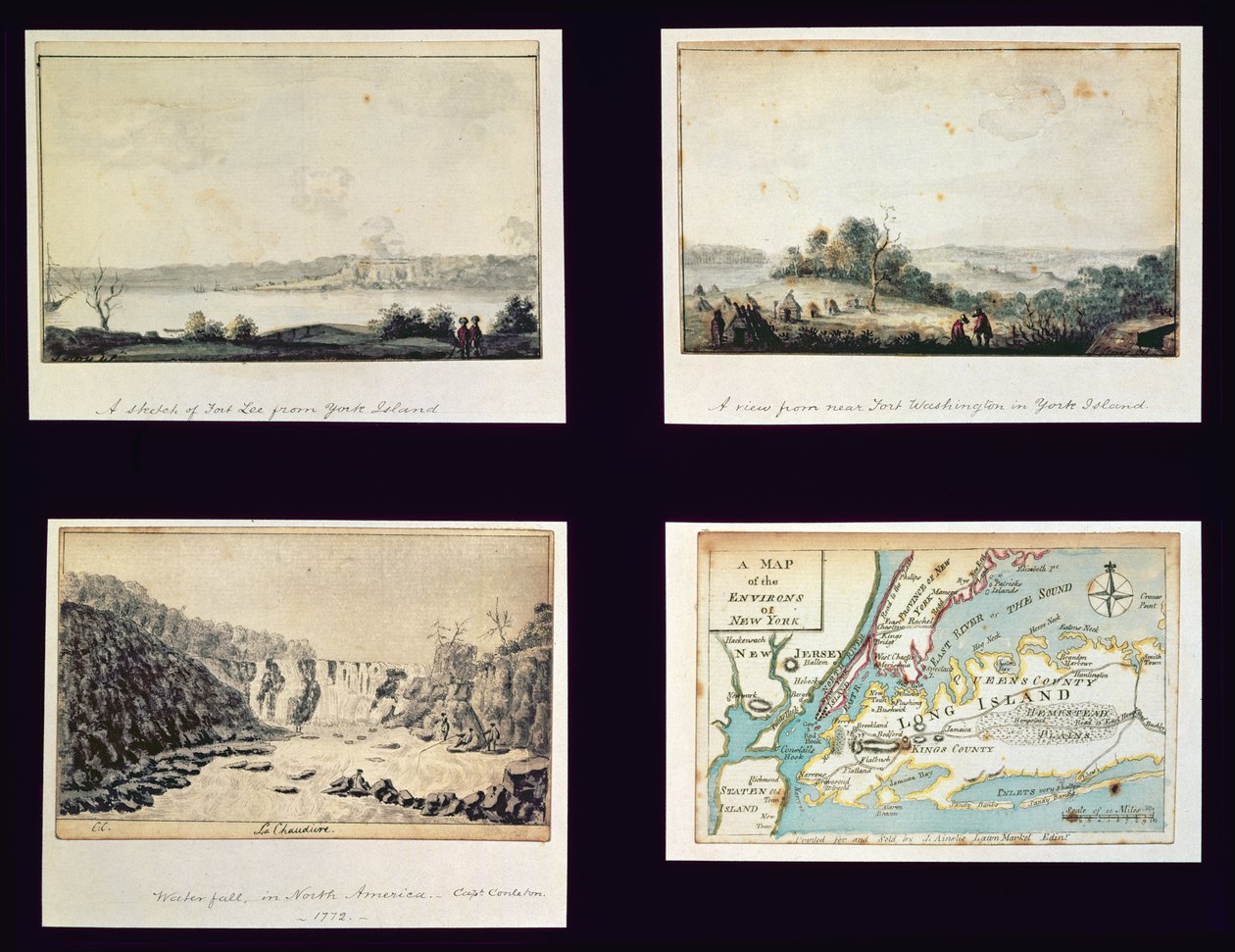 Escenas de América del Norte y un mapa de Nueva York, c.1772 de Conleton