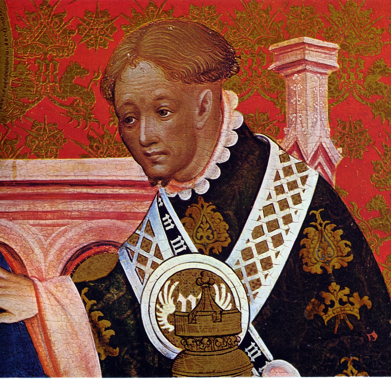 Iglesia de Santa María de Dortmund, altar de María de Conrad von Soest, panel derecho, detalle de la adoración de los reyes de Conrad von Soest