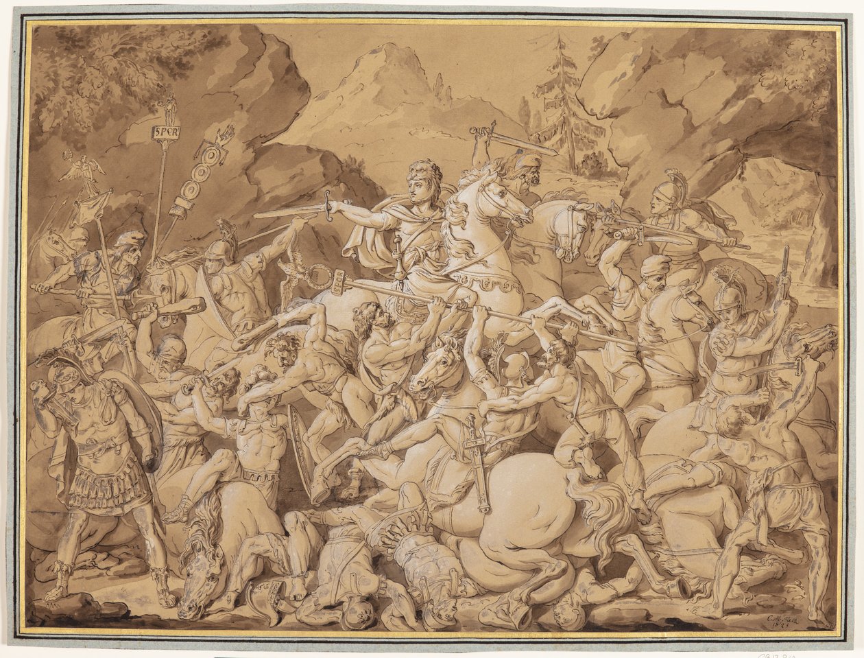 Escena de batalla antigua de Conrad Martin Metz