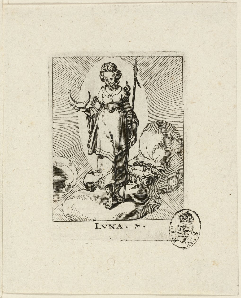 Luna, lámina siete de Der VII Planeten de Conrad Meyer