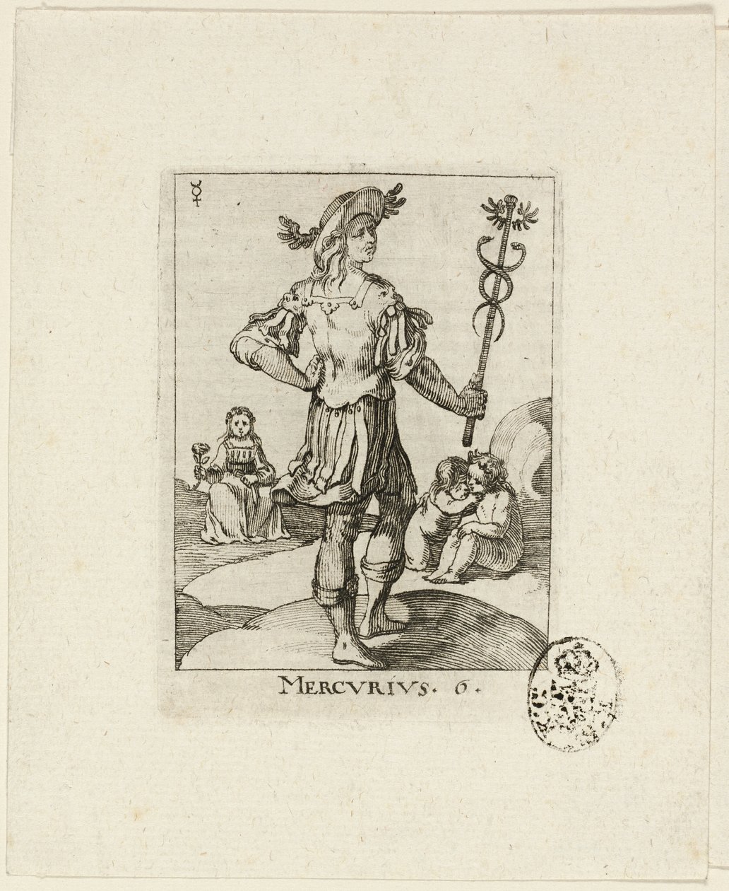 Mercurius, lámina seis de Der VII Planeten de Conrad Meyer