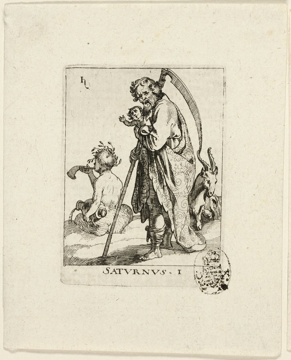 Saturnus, lámina uno de Der VII Planeten de Conrad Meyer