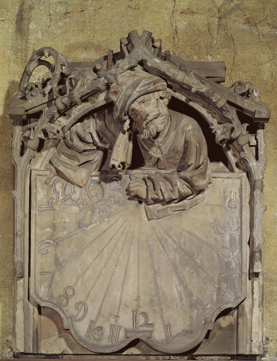 Reloj de sol con la figura de un astrónomo, 1493 de Conrat Sifer