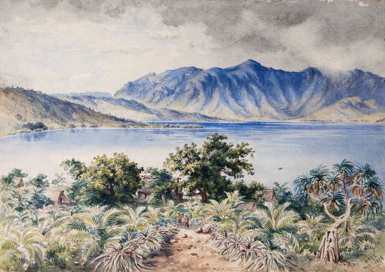 Bahía de Naiviri, Nananu, Fiyi 1876 (acuarela) de Constance Frederica Gordon Cumming