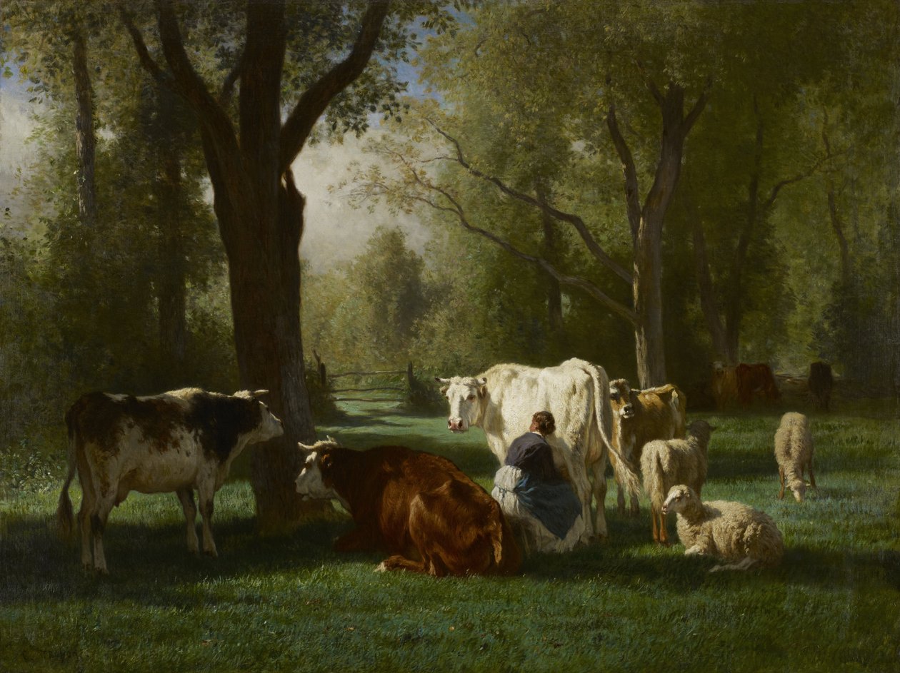 Paisaje con ganado y ovejas de Constant Emile Troyon
