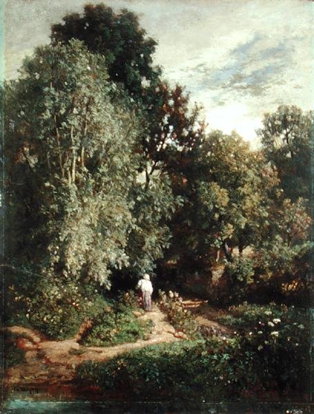Camino en un Pequeño Bosque, principios de 1860 de Constant Emile Troyon