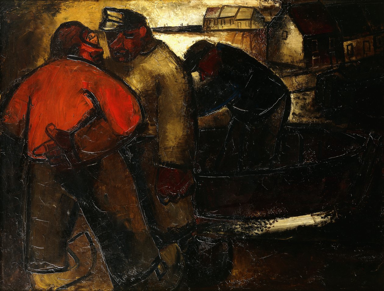 Pescadores; Les Pecheurs - De Vissers (anverso), c.1923-24 (óleo sobre lienzo) de Constant Permeke