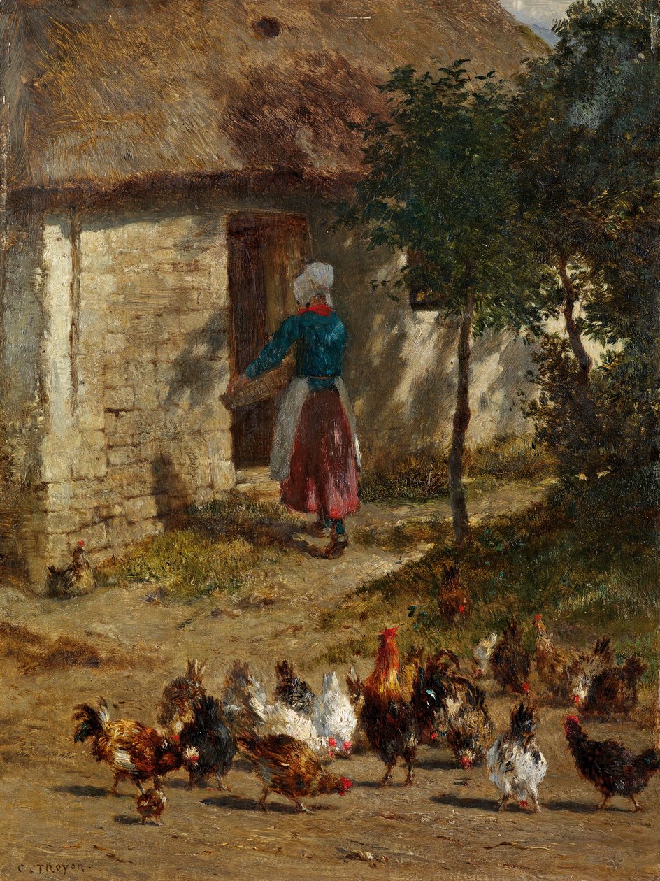 Pollos frente a un cortijo de Constant Troyon