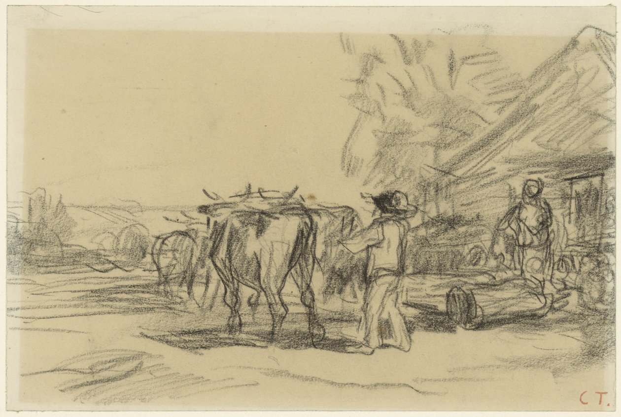 Hombre con un par de bueyes de Constant Troyon