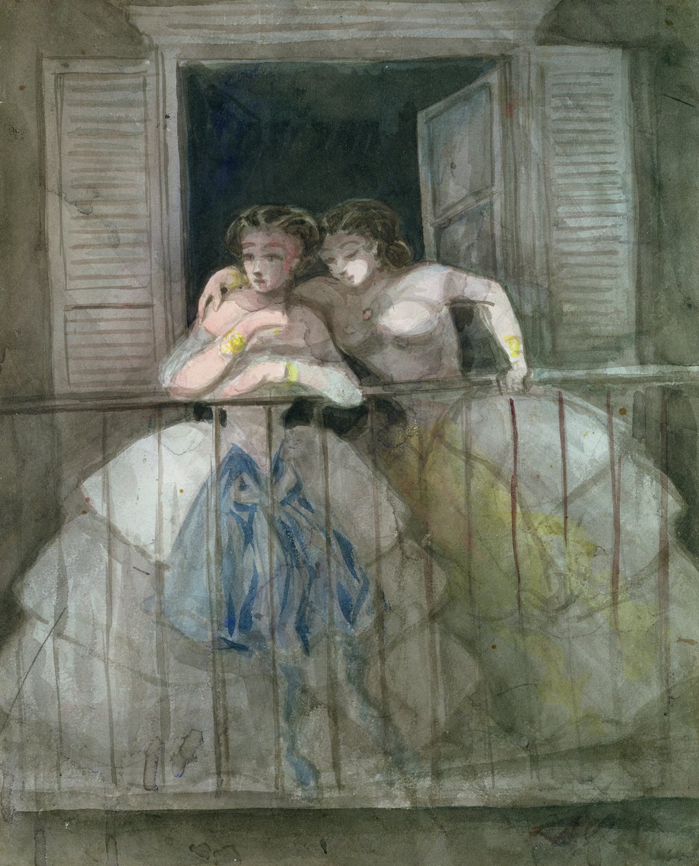 Chicas en el balcón, 1855-60 de Constantin Guys