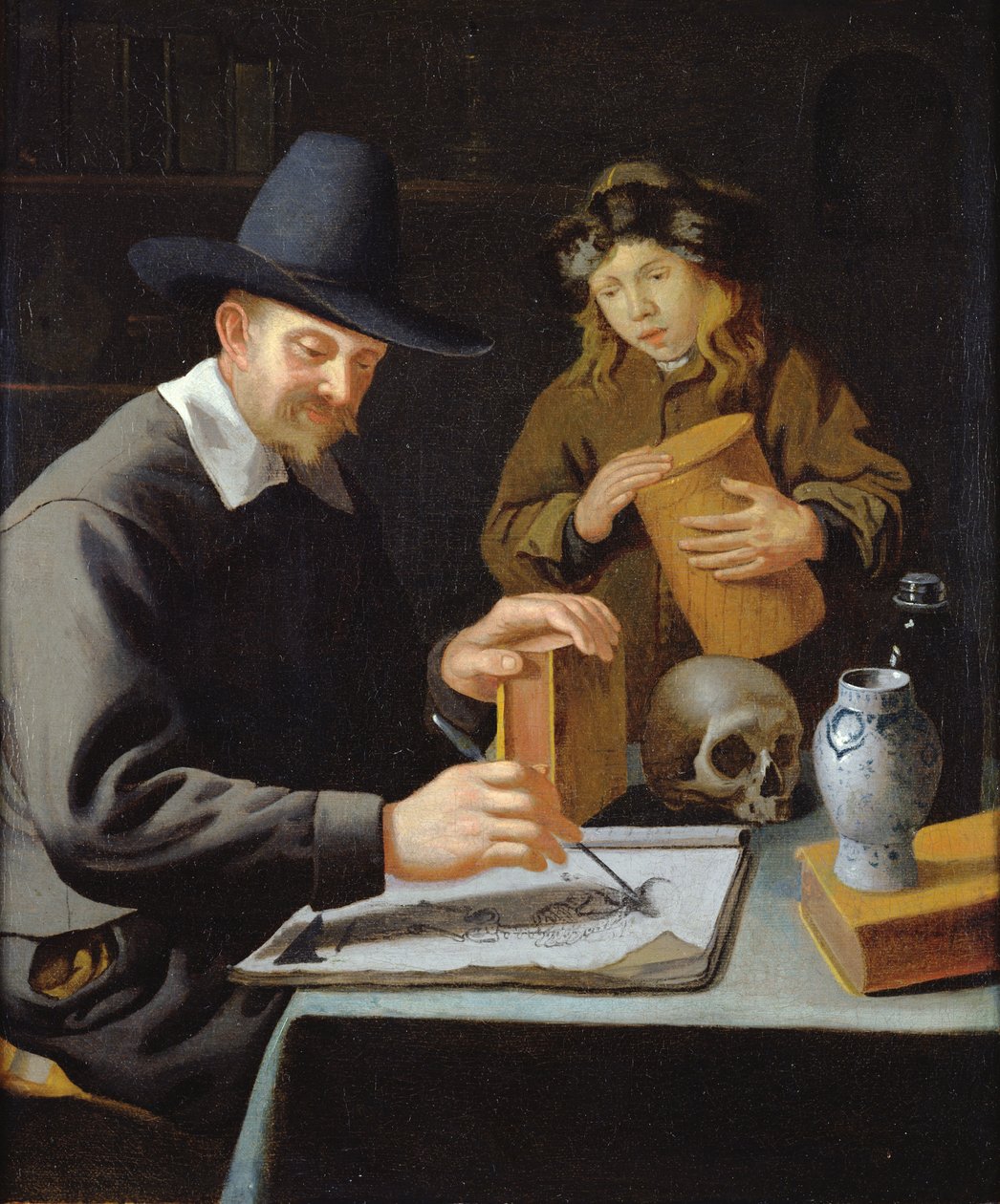 El pintor y su alumno de Constantin Verhout or Voorhout