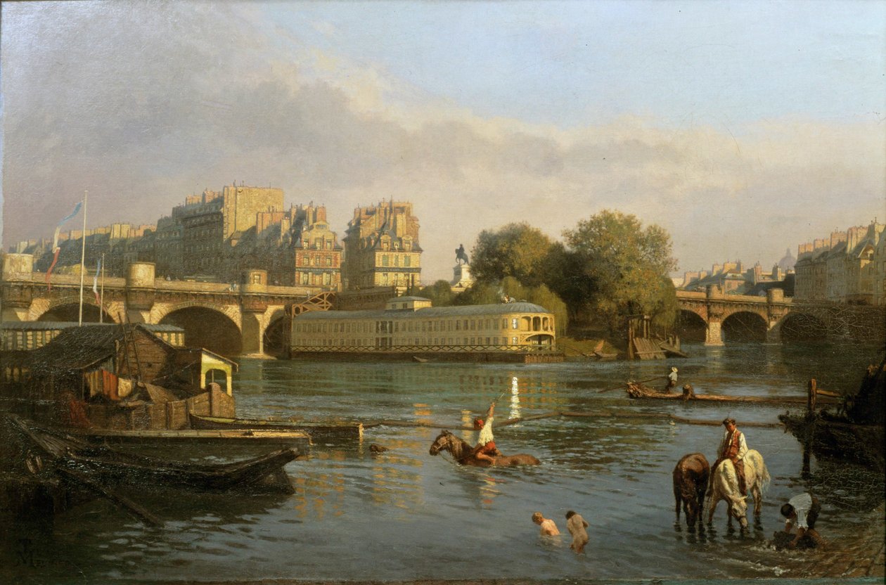 Puente Nuevo e Isla de la Ciudad, París ... de Constantin Emile Meunier